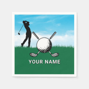 Elegant Golf Custom Name Design Napkins
