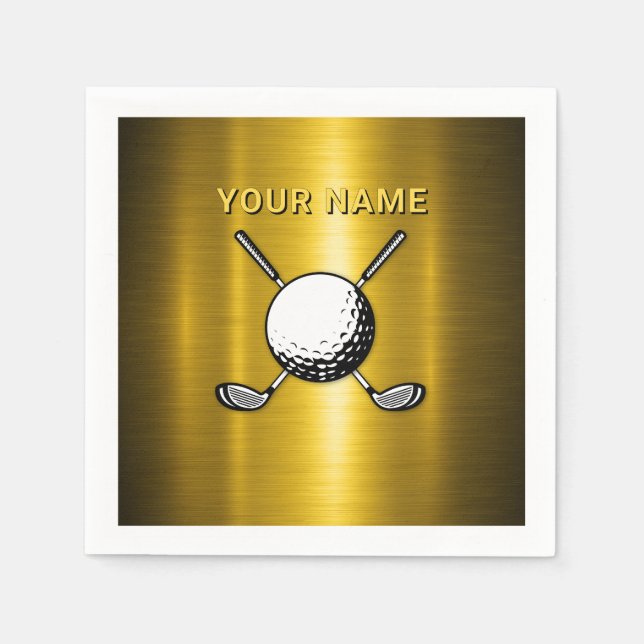 Elegant Golf Custom Name Design Napkins (Front)