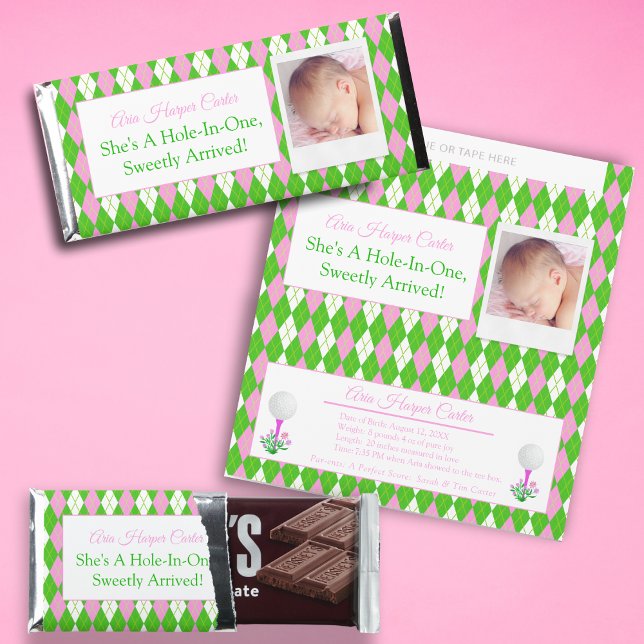 Elegant Golf Diamonds Pattern She's A Hole-In-One Hershey Bar Favors (Creator Uploaded)