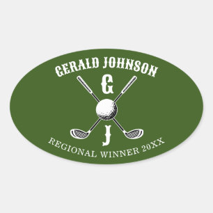 Elegant Golf Monogr... Oval Sticker