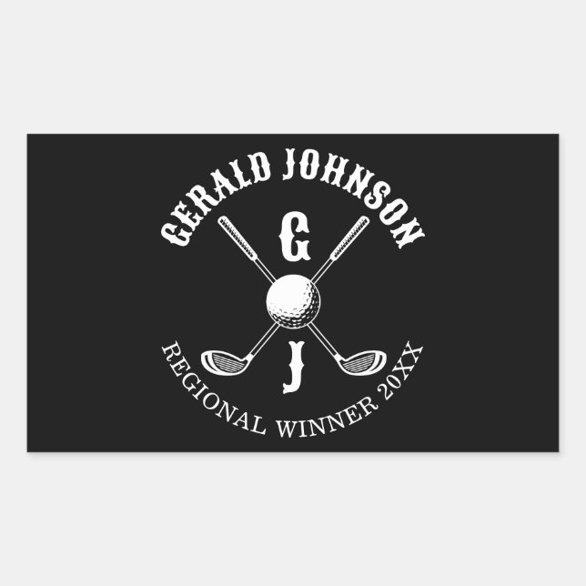 Elegant Golf Monogr... Rectangular Sticker (Front)