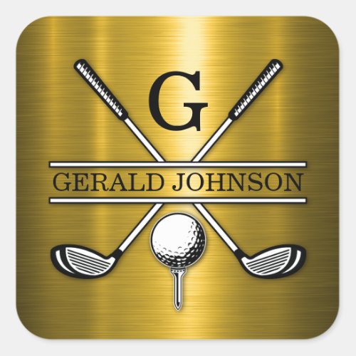 Elegant Golf Monogr Square Sticker