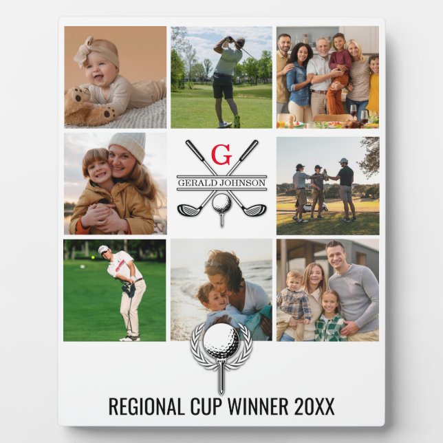 Elegant Golf Monogram Collage Design Plaque (Front)