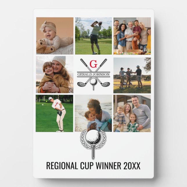 Elegant Golf Monogram Collage Design Plaque (Front)