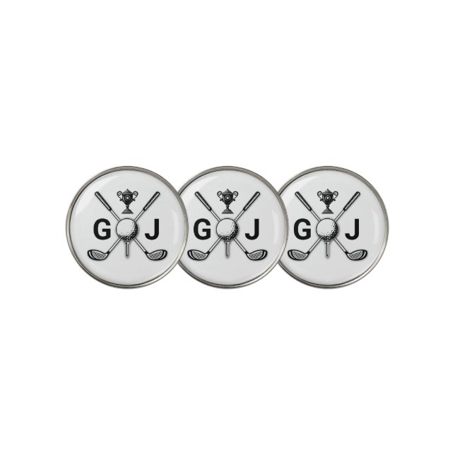 Elegant Golf Monogram Design Ball Marker (3 Up)