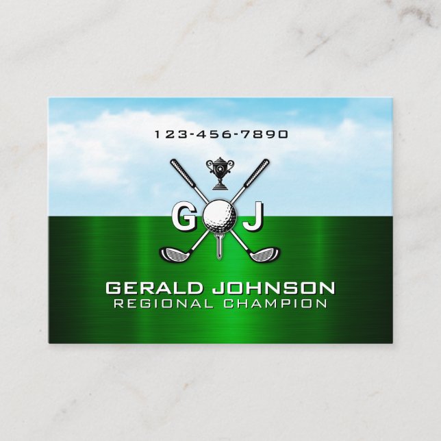 Elegant Golf Monogram Design Business Card (Front)