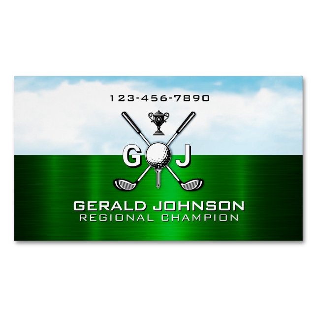 Elegant Golf Monogram Design Business Card Magnet (Front)