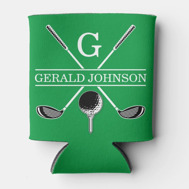Elegant Golf Monogram Design Can Cooler (Front)