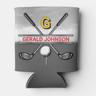 Elegant Golf Monogram Design Can Cooler