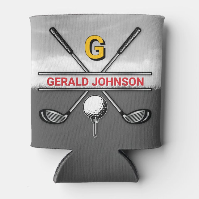 Elegant Golf Monogram Design Can Cooler (Front)