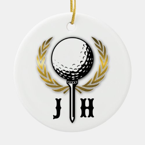 Elegant Golf Monogram Design Ceramic Ornament
