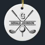 Elegant Golf Monogram Design Ceramic Ornament<br><div class="desc">Minimalist Custom Elegant Golfer Design by Edward Eksi. Easy modification of TEXTS for your needs.</div>