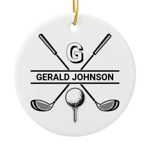 Elegant Golf Monogram Design Ceramic Ornament