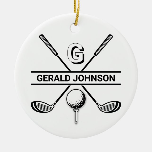 Elegant Golf Monogram Design Ceramic Ornament (Front)