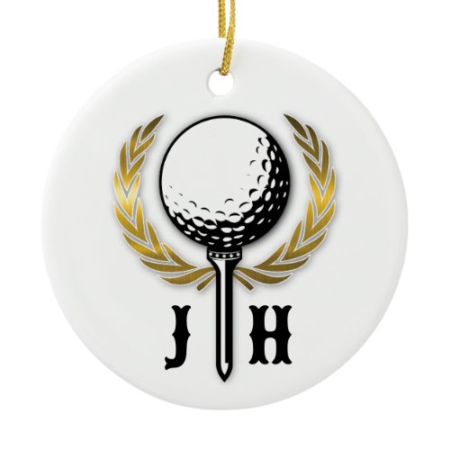 Elegant Golf Monogram Design Ceramic Ornament