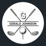 Elegant Golf Monogram Design Classic Round Sticker<br><div class="desc">Minimalist Custom Elegant Golfer Design by Edward Eksi. Easy modification of TEXTS for your needs.</div>