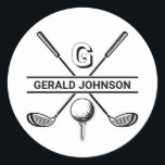 Elegant Golf Monogram Design Classic Round Sticker<br><div class="desc">Minimalist Custom Elegant Golfer Design by Edward Eksi. Easy modification of TEXTS for your needs.</div>