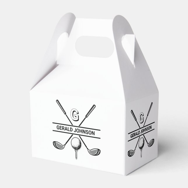 Elegant Golf Monogram Design Favor Boxes (Front Side)