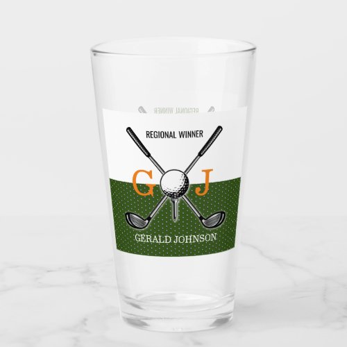 Elegant Golf Monogram Design Glass