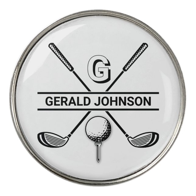 Elegant Golf Monogram Design Golf Ball Marker (Front)