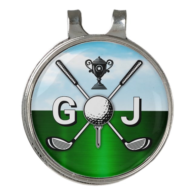 Elegant Golf Monogram Design Golf Hat Clip (Front)