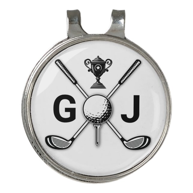 Elegant Golf Monogram Design Golf Hat Clip (Front)
