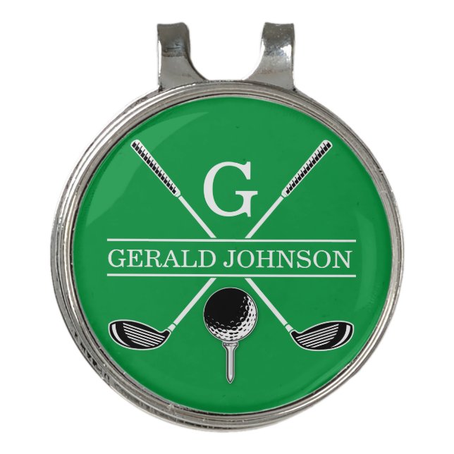 Elegant Golf Monogram Design Golf Hat Clip (Front)