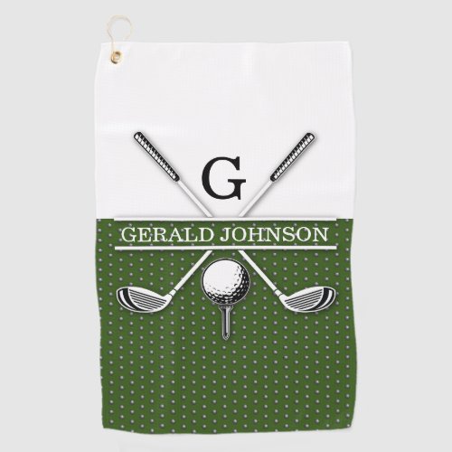 Elegant Golf Monogram Design Golf Towel
