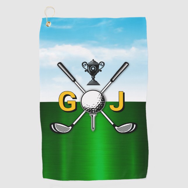 Elegant Golf Monogram Design Golf Towel (Front)