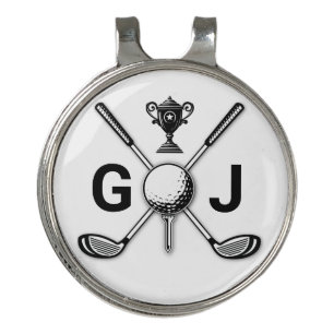 Elegant Golf Monogram Design Hat Clip