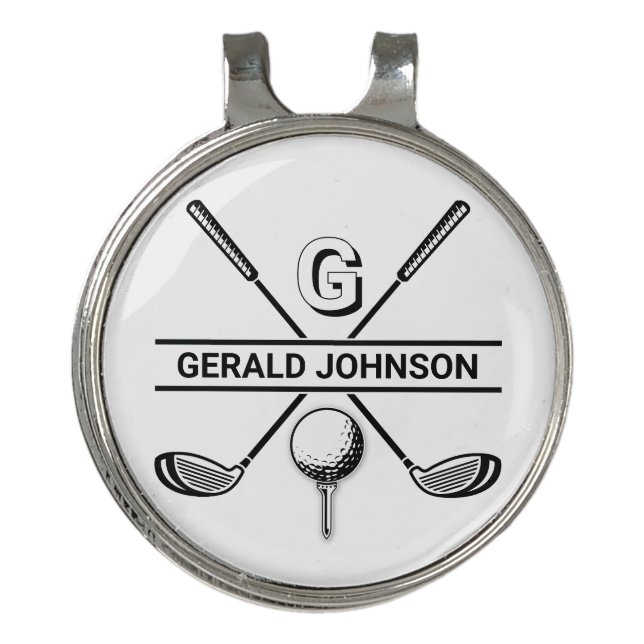 Elegant Golf Monogram Design Hat Clip (Front)