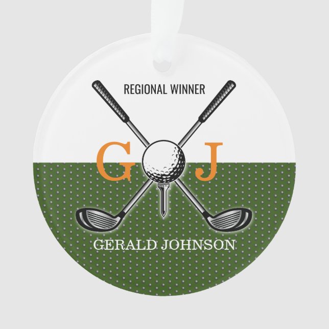 Elegant Golf Monogram Design Ornament (Front)