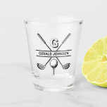 Elegant Golf Monogram Design Shot Glass<br><div class="desc">Minimalist Custom Elegant Golf Monogram Design by Edward Eksi. Easy modification of INITIALS and TEXTS for your needs.</div>