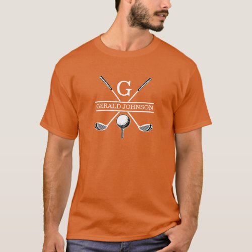 Elegant Golf Monogram Design Texas Orange T_Shirt