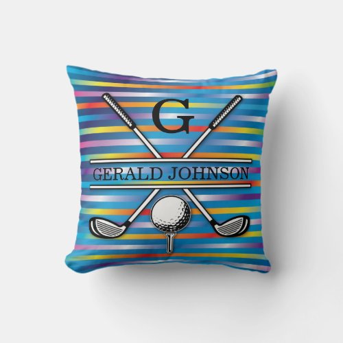Elegant Golf Monogram Design Throw Pillow