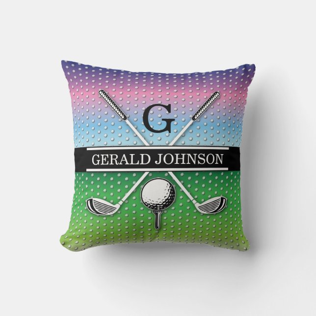Elegant Golf Monogram Design Throw Pillow (Front)