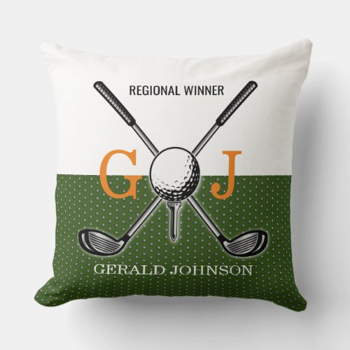 Elegant Golf Monogram Design Throw Pillow