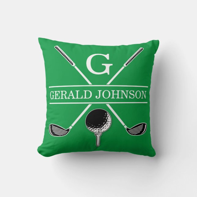 Elegant Golf Monogram Design Throw Pillow (Front)