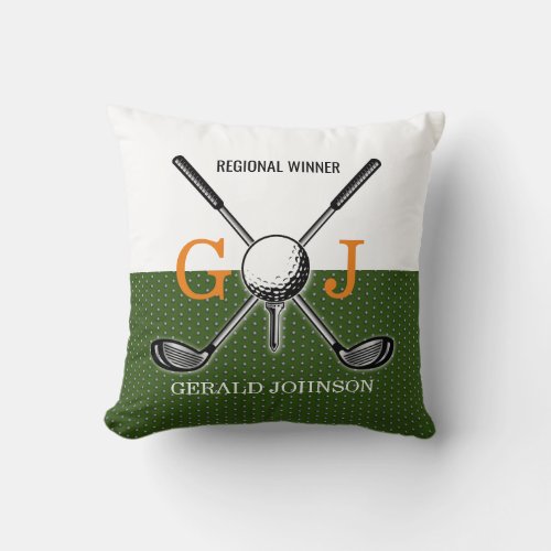 Elegant Golf Monogram Design Throw Pillow