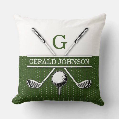 Elegant Golf Monogram Design Throw Pillow