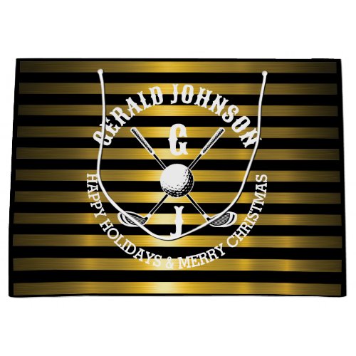 Elegant Golf Monogram for Holidays Large Gift Bag