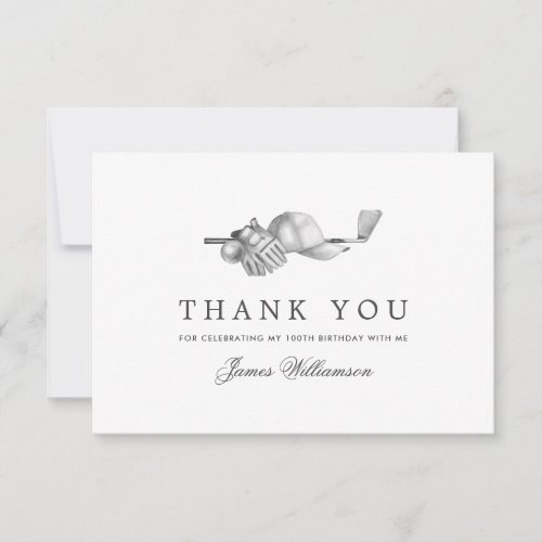 Elegant Golf Theme 100th Birthday Thank You Card