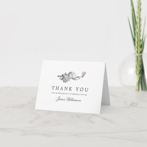 Elegant Golf Theme 21st Birthday Thank You Card