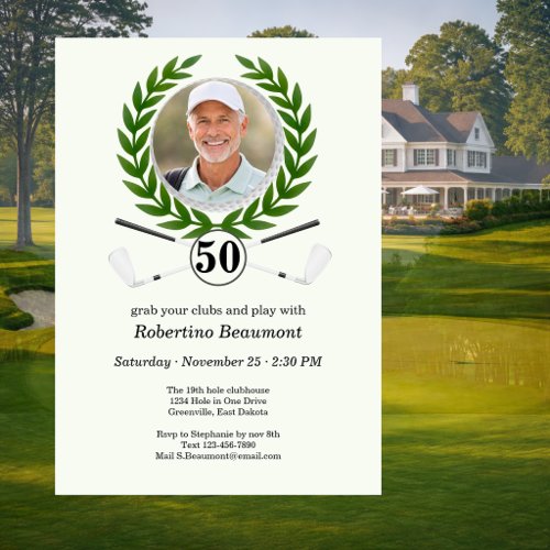 Elegant Golf Theme Player Experience 50th birthday Invitation