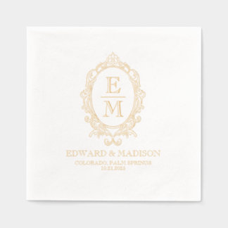 Elegant Golf Victorian Floral Frame Foil Napkins