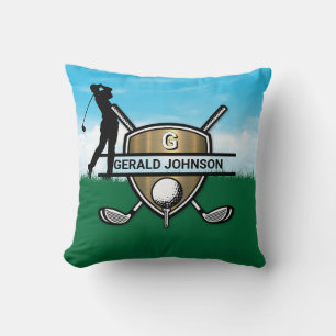 Elegant Golfer Custom Monogram Design Throw Pillow