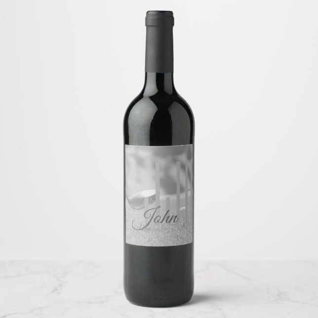 Elegant Golfer Monogram Initials Name For Him  Wine Label (Front)
