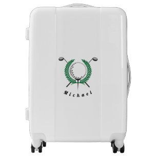Elegant Golfing Logo & Boys Golfer Name Sports Fan Luggage