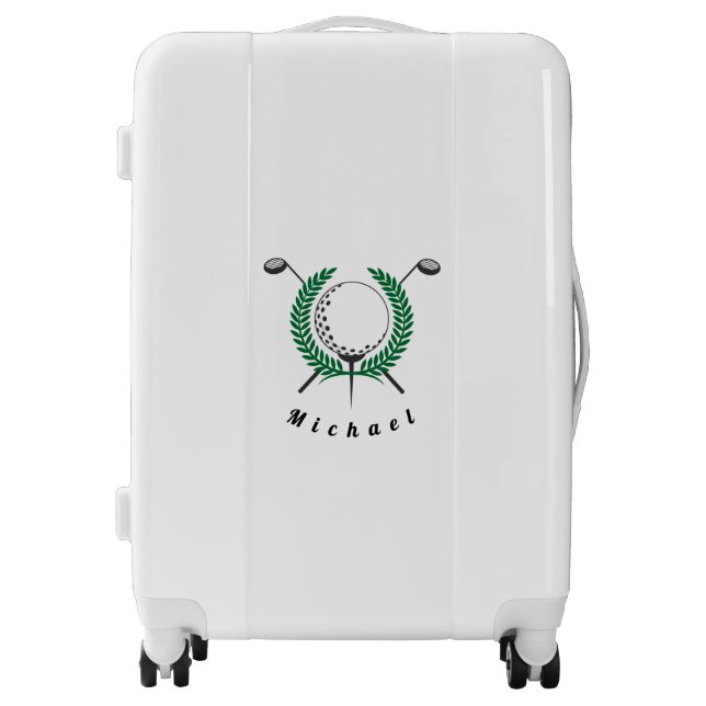 Elegant Golfing Logo & Boys Golfer Name Sports Fan Luggage (Front)