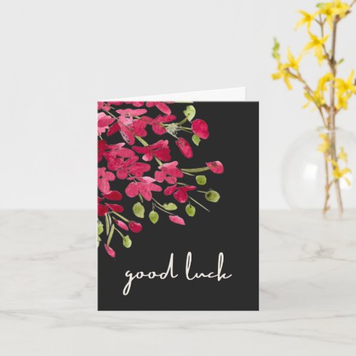 Elegant "Good Luck" Watercolor Wildflower Card